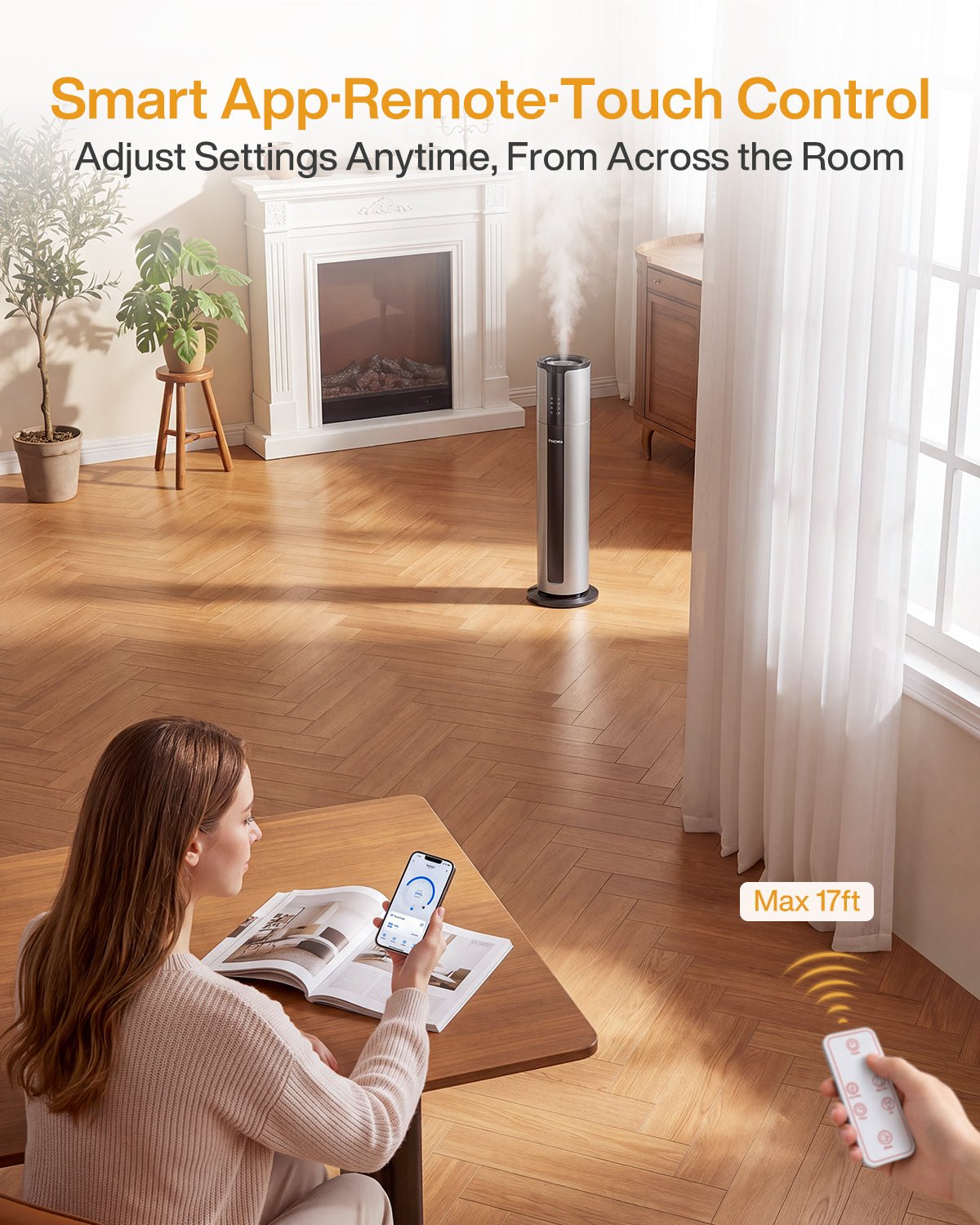 9L/2.38Gal Smart Humidifiers For Large Room, Cover Up To 600ft², APP & Remote Control