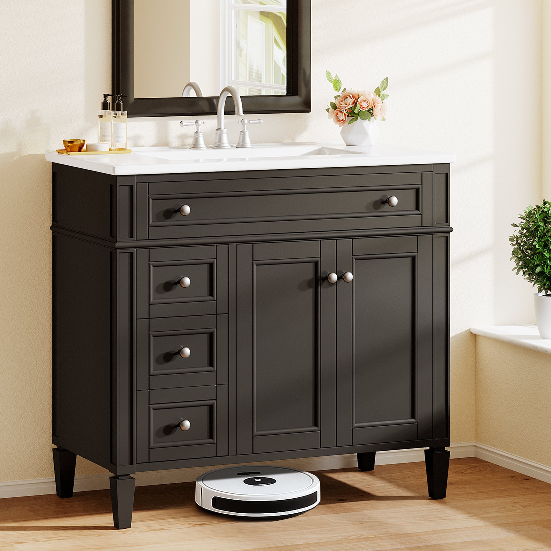 Modern Bathroom Vanity, 36" Bathroom Sink Vanity Cabinet with 3 Drawers