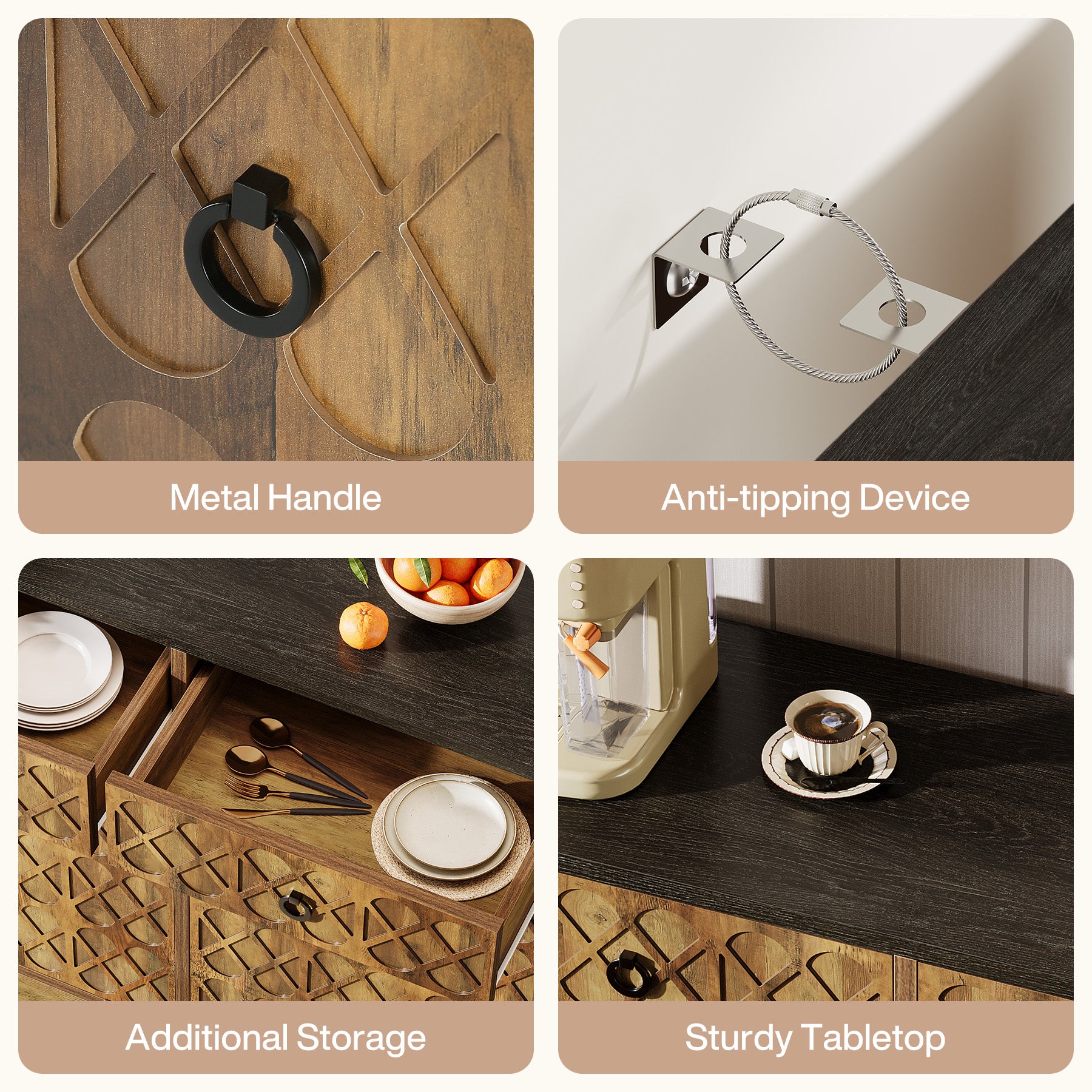 Tilt Out Trash Can Cabinet, 10 Gallon Laundry Sorter Cabinet with 2 Drawers