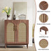 Sideboard Buffet Set of 2, Accent Rattan Storage Cabinet with Doors Tribesigns