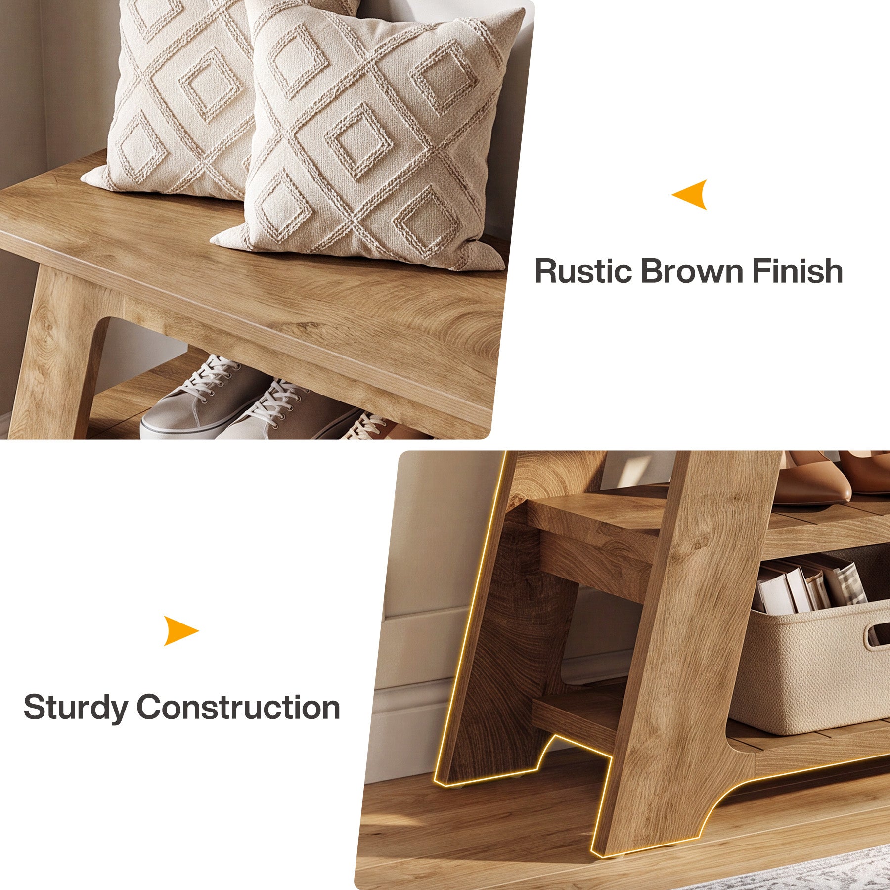63" Entryway Shoe Storage Bench, Hallway Seating Bench End of Bed Benches