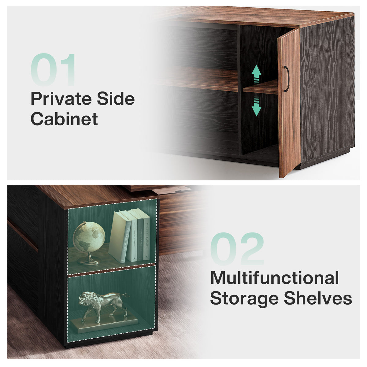 78.7" L-Shaped Executive Desk, Large Office Computer Desk with Drawer & 55" Cabinet