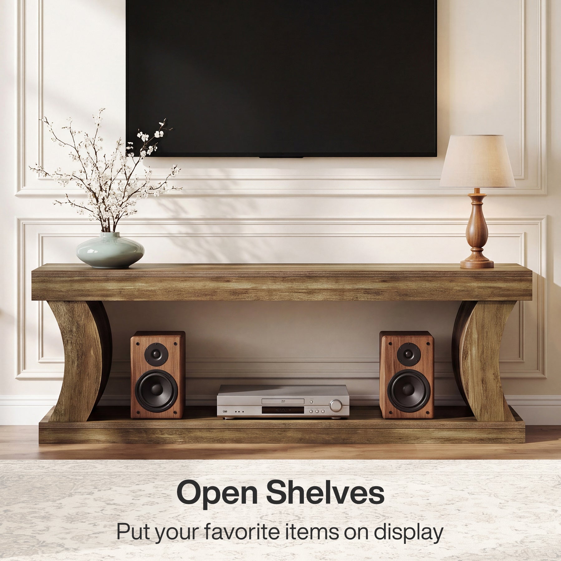 63" TV Stand for 75" TV, 2-Tier Entertainment Center with Storage, Media Console