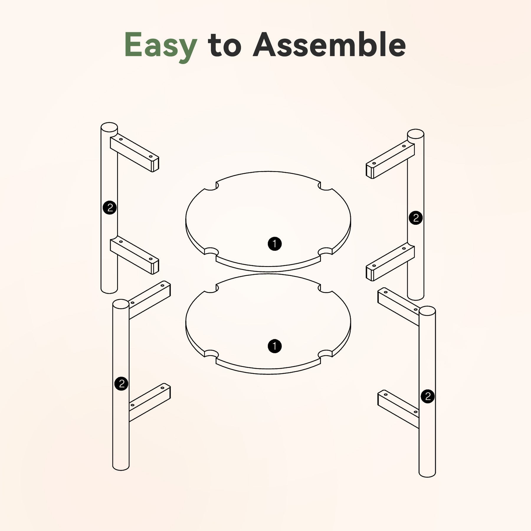 Solid Wood Round End Table, 2-Tier Small Side Table with Storage Shelf