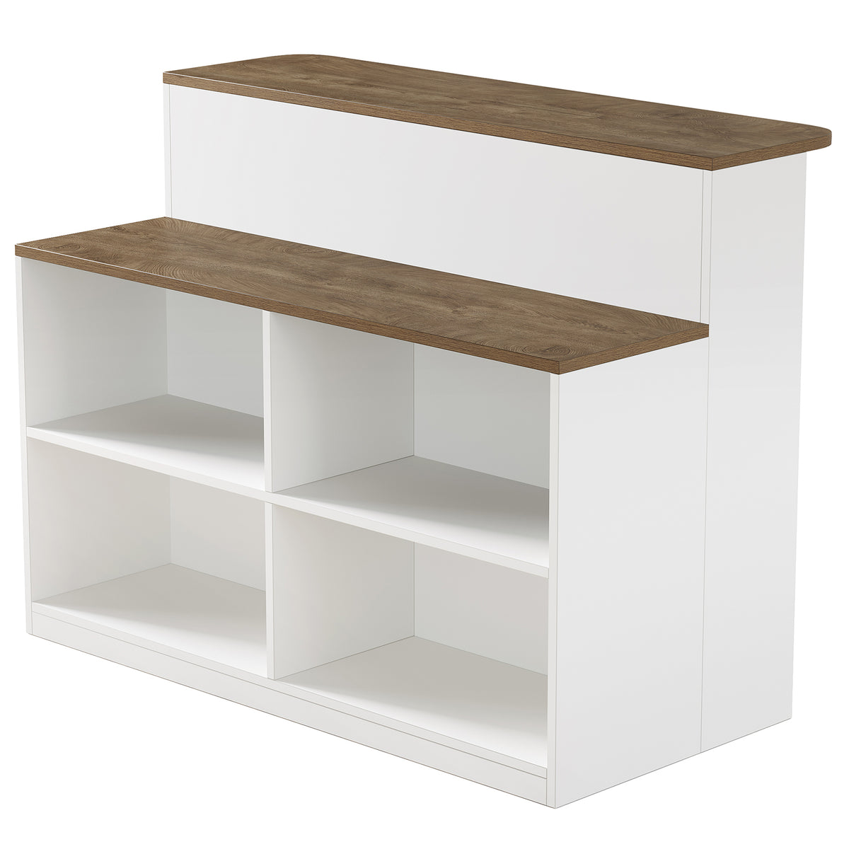 4-Tier Bar Table with Storage, Rectangular Pub Table with 4 Open Cubbies &  2-Tier Worktop