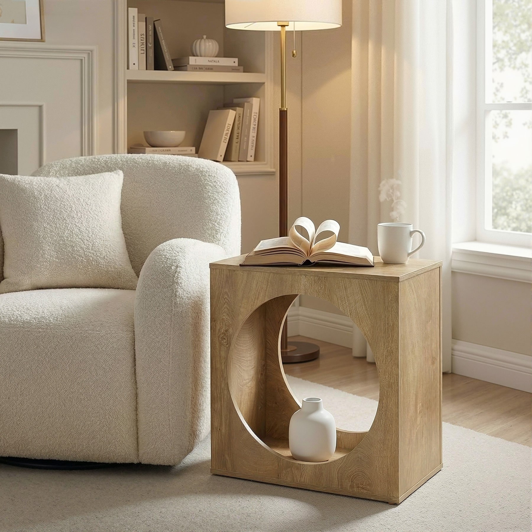 23.62" Modern Wooden End Table, 2-Tier Rectangular Side Table