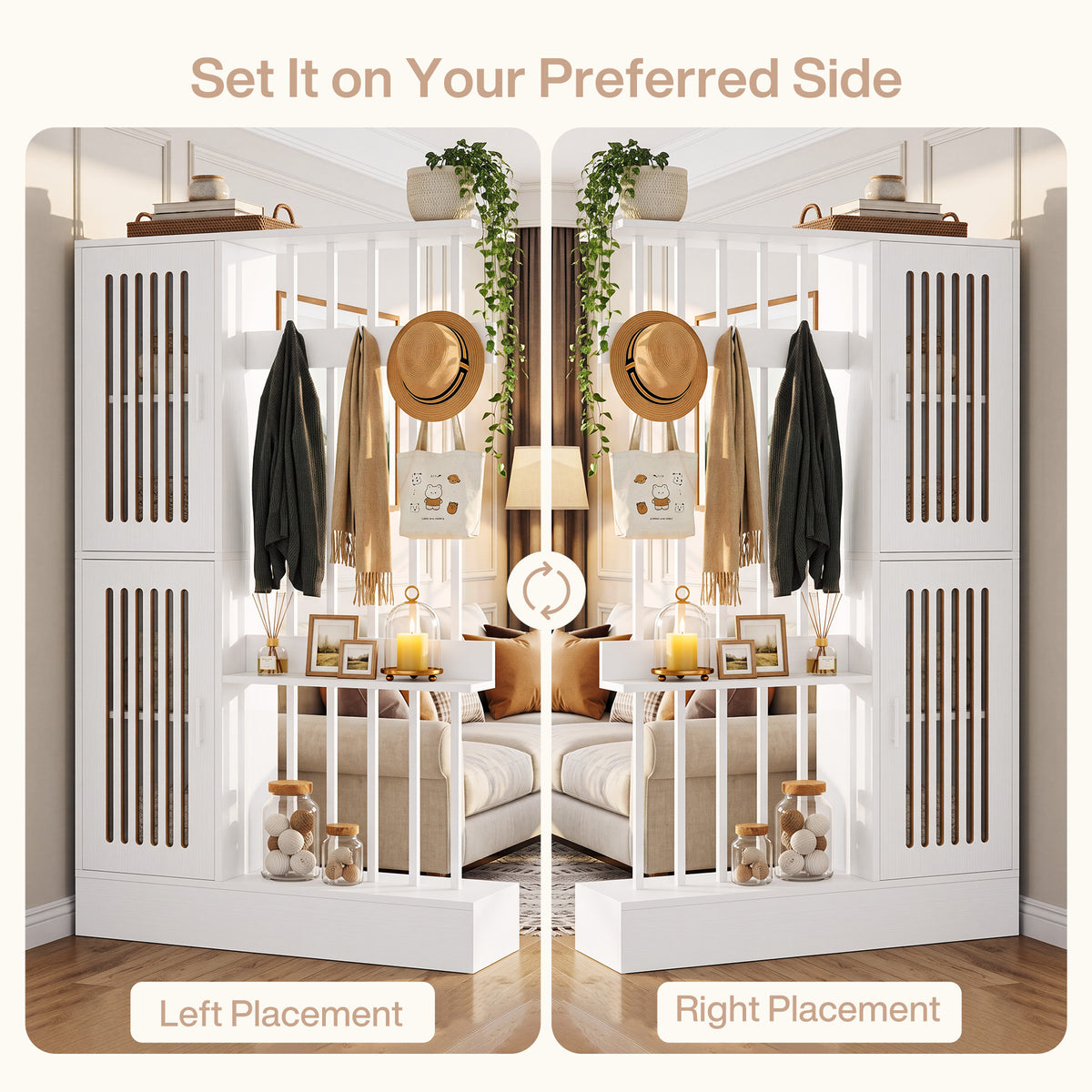 71" Room Divider with Shelves and Storage Cabinet, Modern Wall Partition for Home