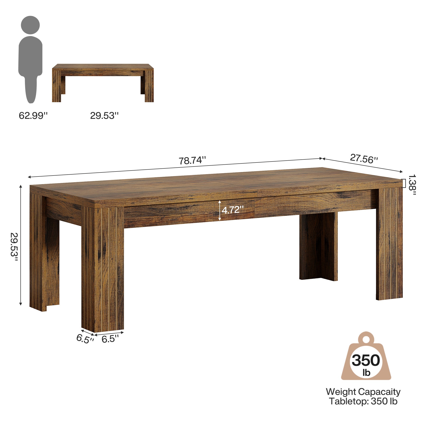 78.7" Two Person Desk, Large Double Computer Table Workstation for Home Office