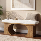 Tribesigns 47.24-Inch Upholstered Entryway Bench with Soft Cushion and Curved Wooden Legs, Modern Rustic Shoe Bench for Hallway and Living Room 3
