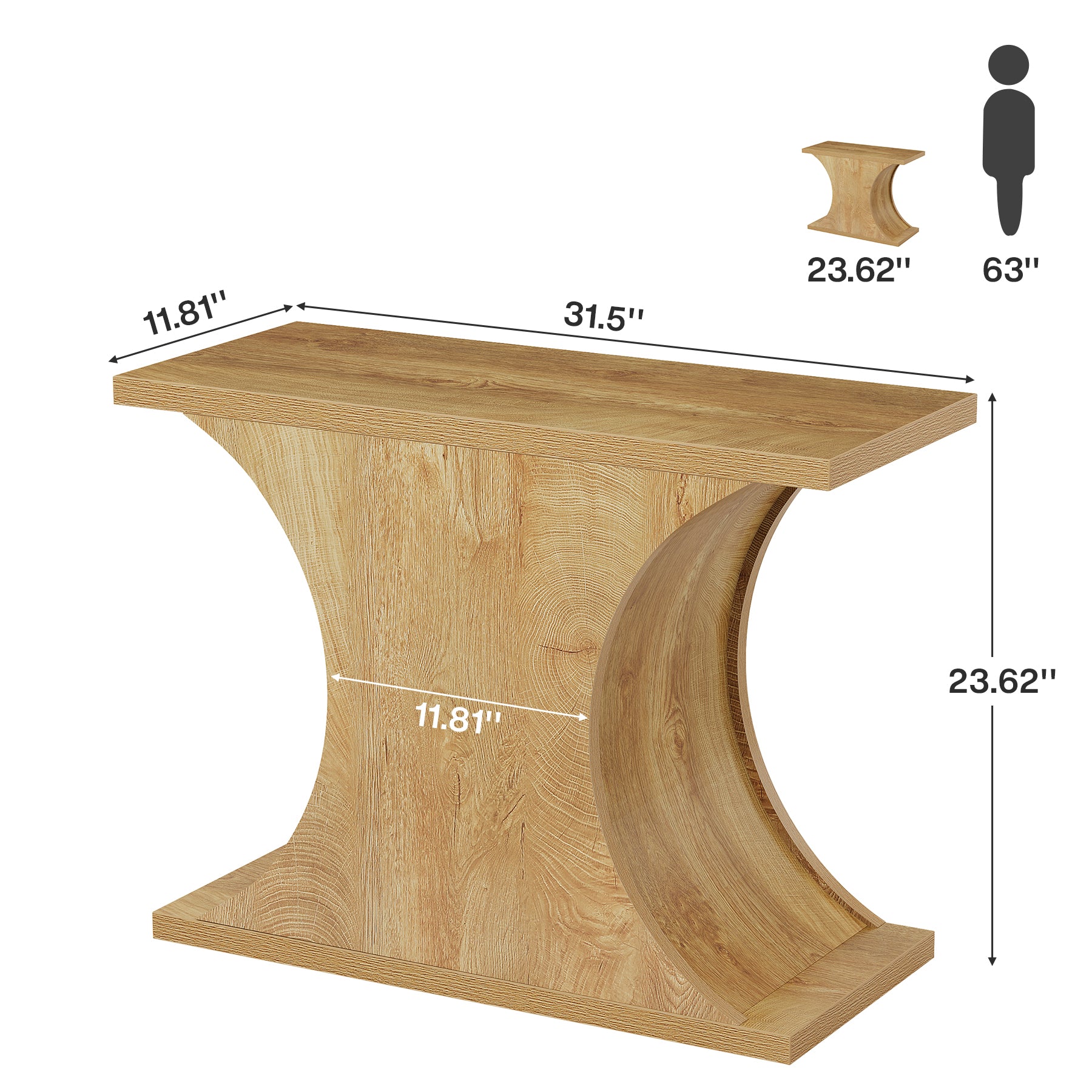 31.5" Nightstand, Narrow Bedside Table with Hourglass Base