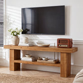 63" Solid Wood TV Stand for TVs up to 75", Entertainment Center with 2-Tier Shelves for Living Room 3