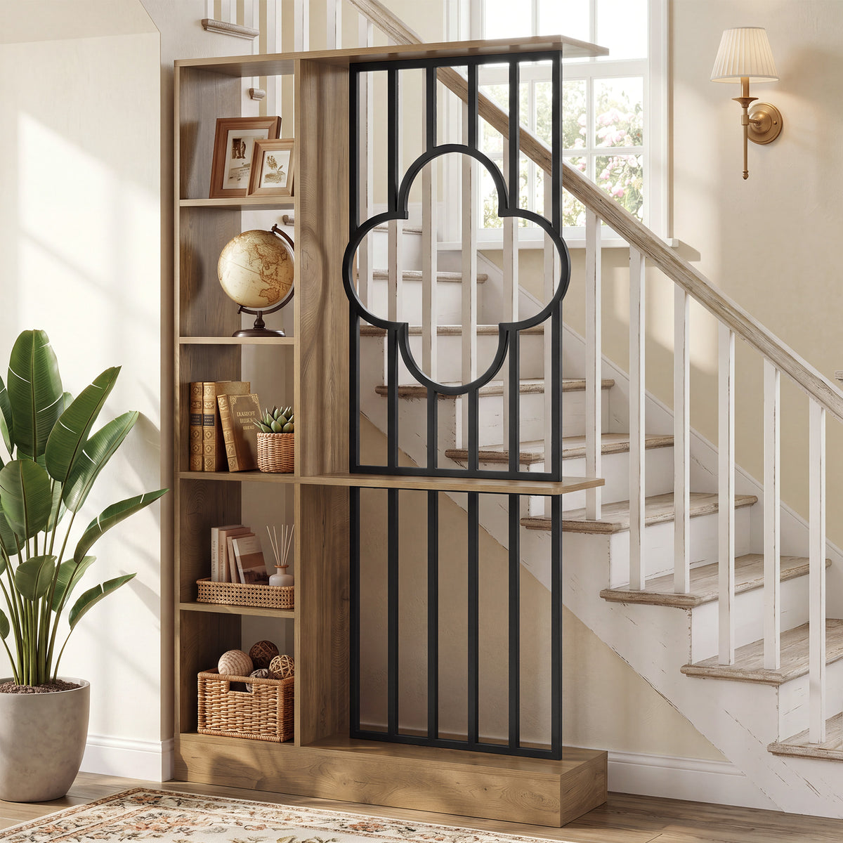 71" Room Divider with Shelves, Freestanding Storage Partition, Wall Divider for Room Separation