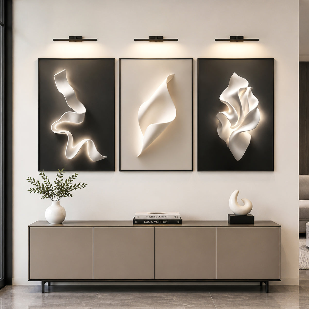 Tribesigns 24x36in Modern Black and White Framed Wall Art for Living Room
