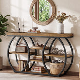 47" Console Table, 4-Tier Narrow Sofa Table with Artistic Curved Metal Frame for Entryway 3