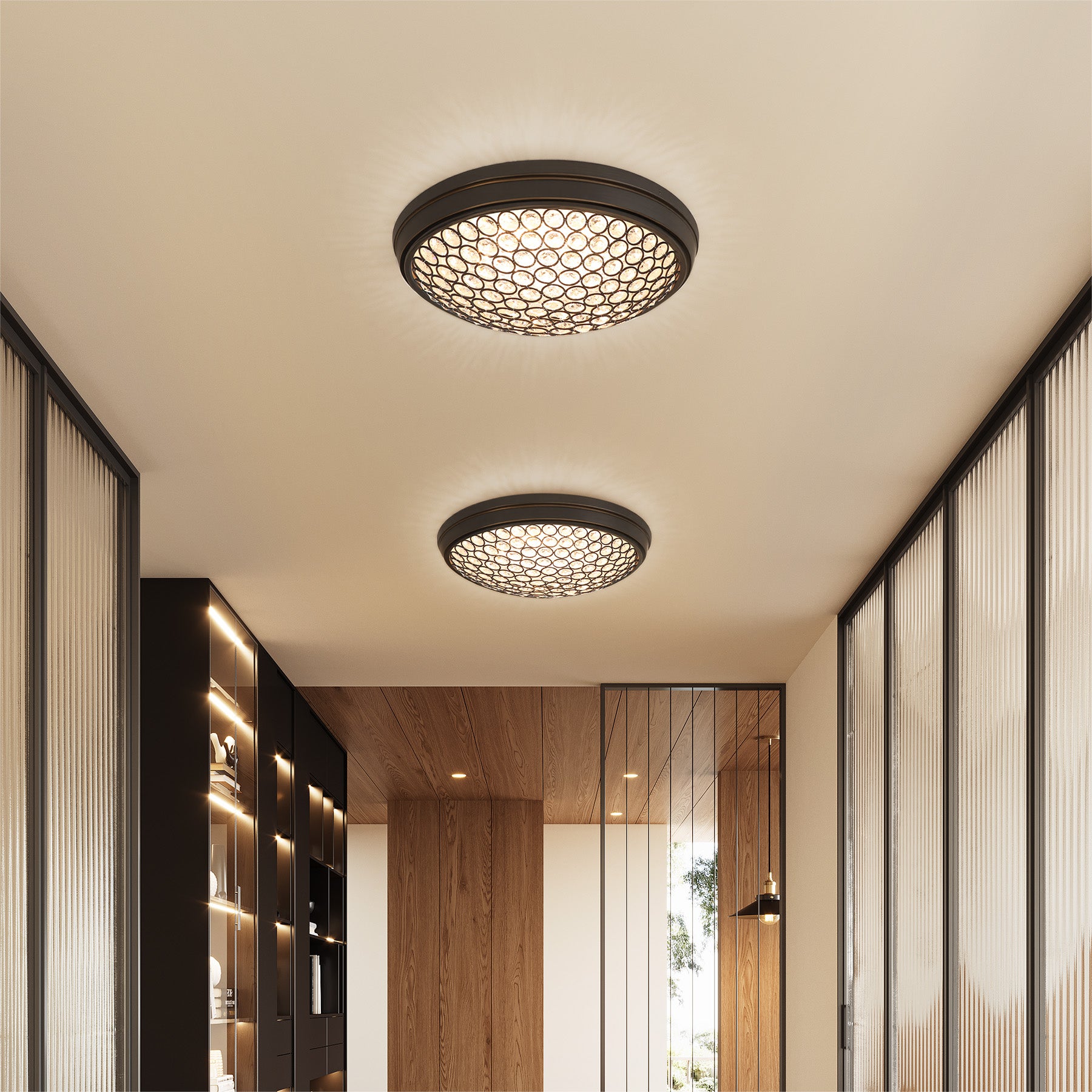 13" Ceiling Light Fixture, LED Flush Mount Ceiling Light with Modern Crystal