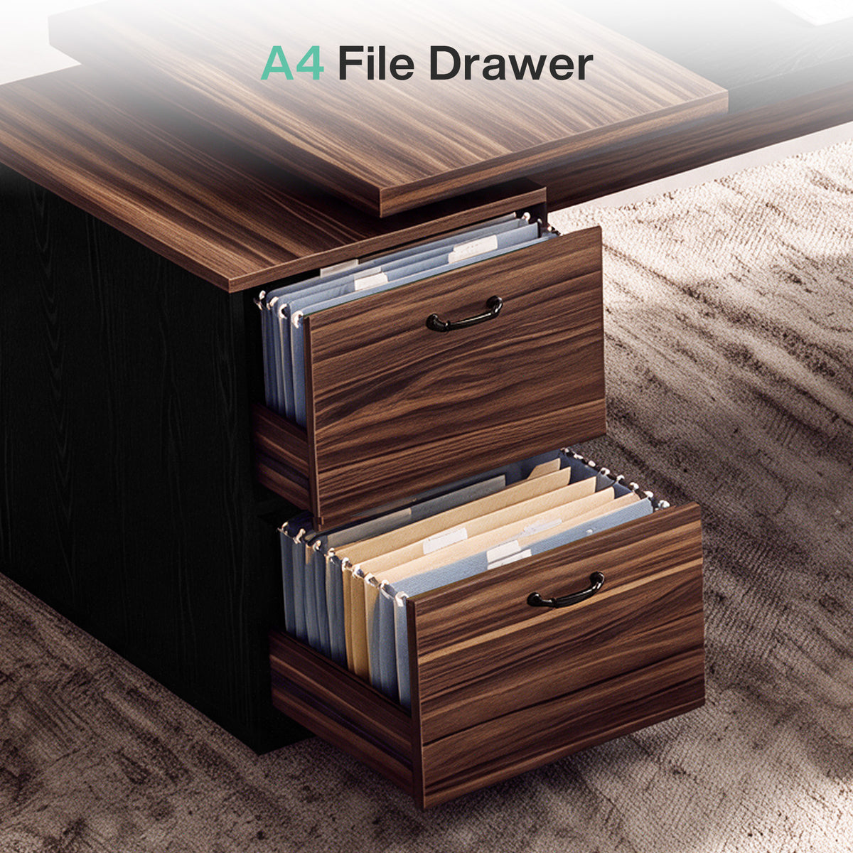 78.7" L-Shaped Executive Desk, Large Office Computer Desk with Drawer & 55" Cabinet