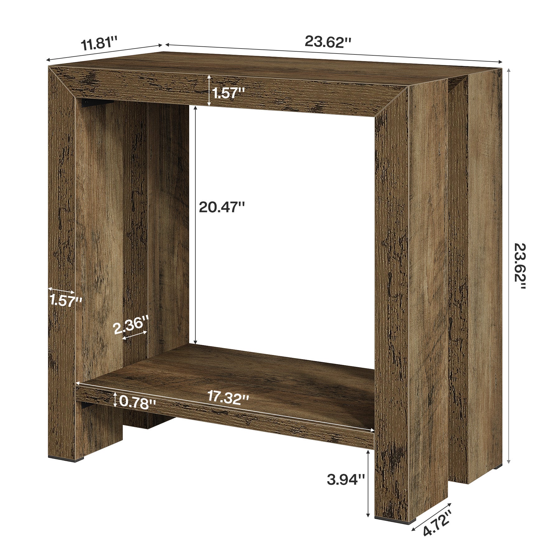 2-Tier End Table, Narrow Side Table Accent Nightstand with Bottom Shelf