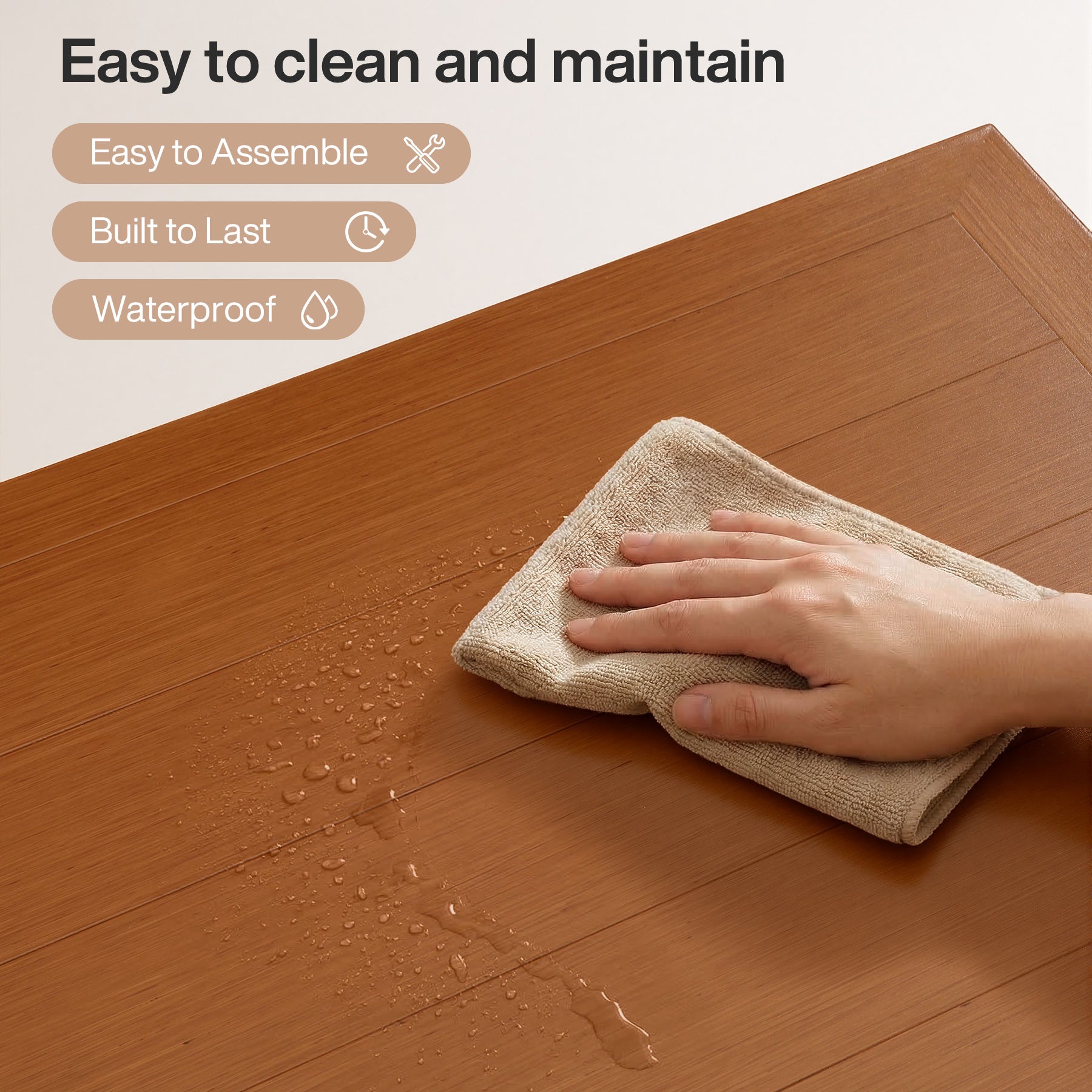 Rectangular Outdoor Coffee Table, 47" Patio Tea Table with Aluminum Frame