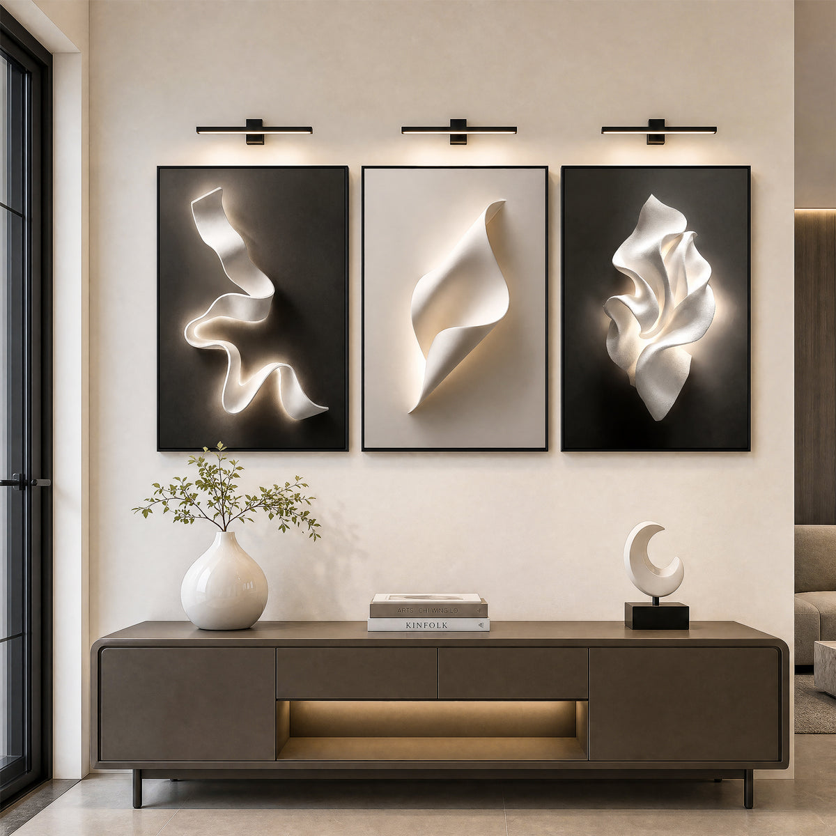 Tribesigns 24x36in Modern Black and White Framed Wall Art for Living Room
