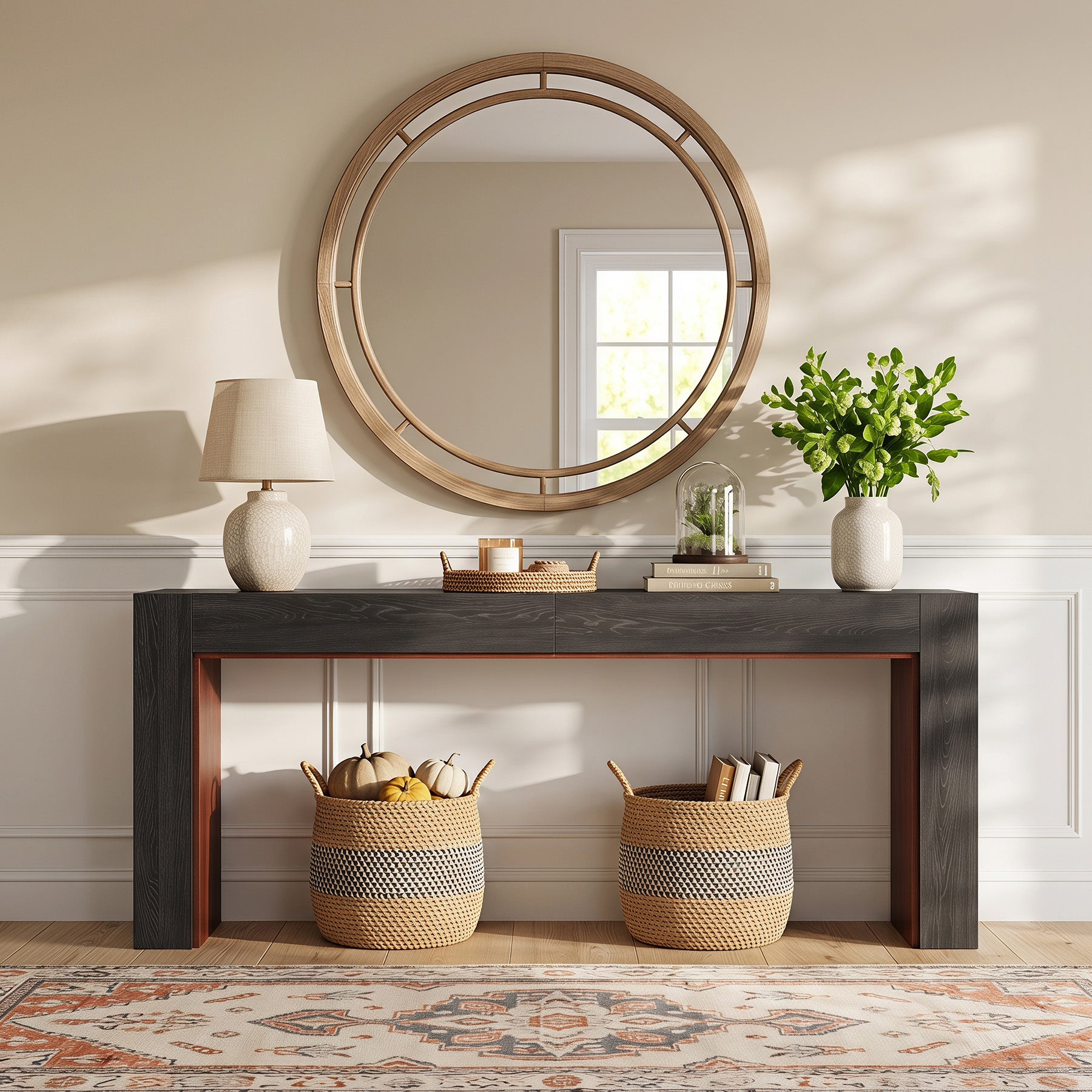 78.7" Extra Long Farmhouse Console Table, Two-Tone Entryway Sofa Table for Hallway & Behind Couch