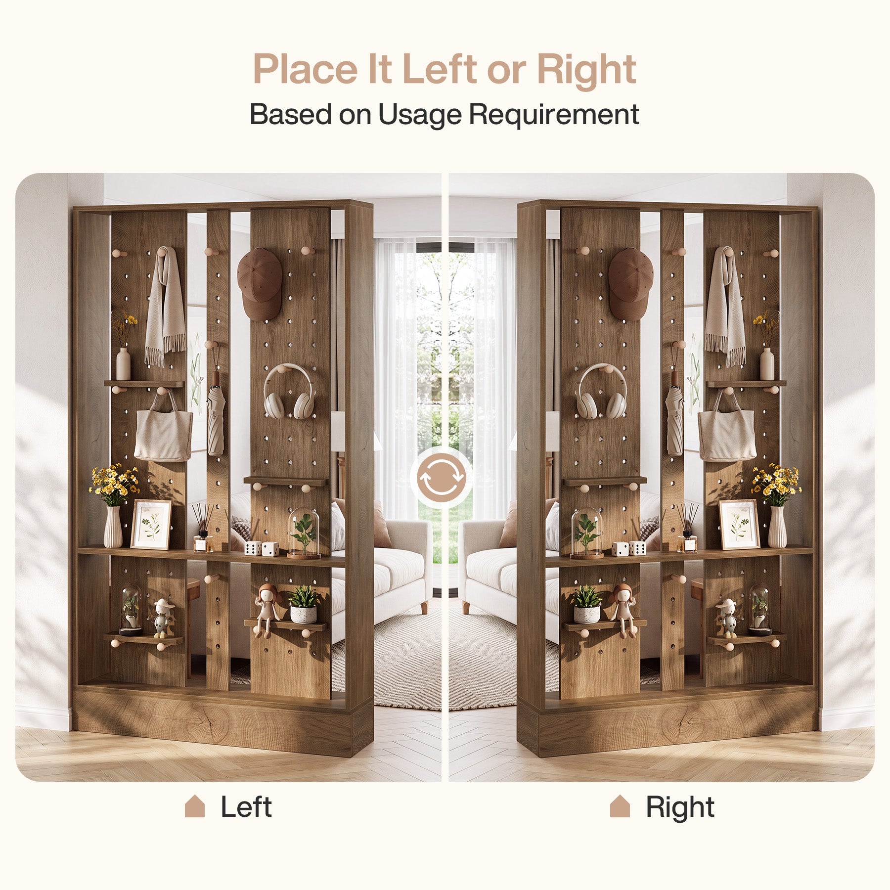 69.7" Wall Room Divider, Freestanding Privacy Screen with Removable Boards and 25 pcs Sticks