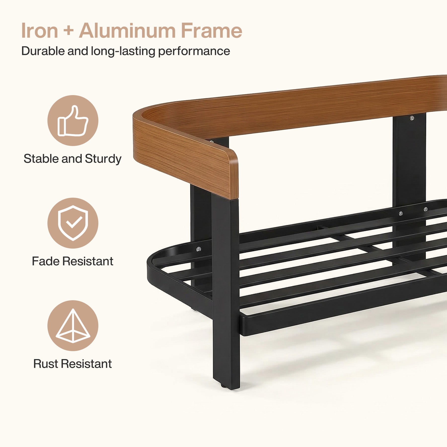Patio Sofa Loveseat, Outdoor 2-Seater U-Shape Chair with Cushions