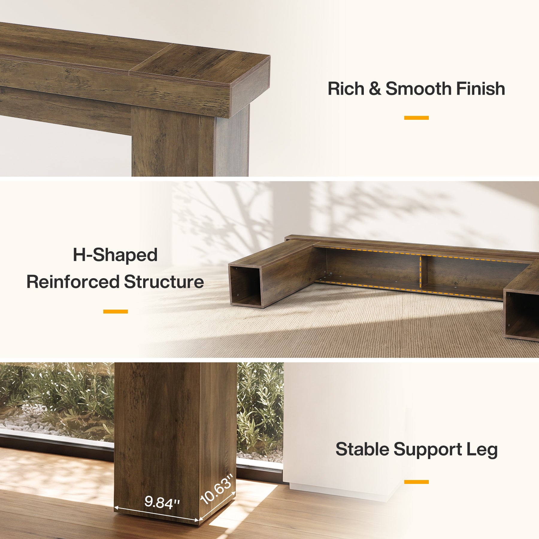 86.6" Console Table, Extra-Long Sofa Entryway Table for Living Room, Foyer