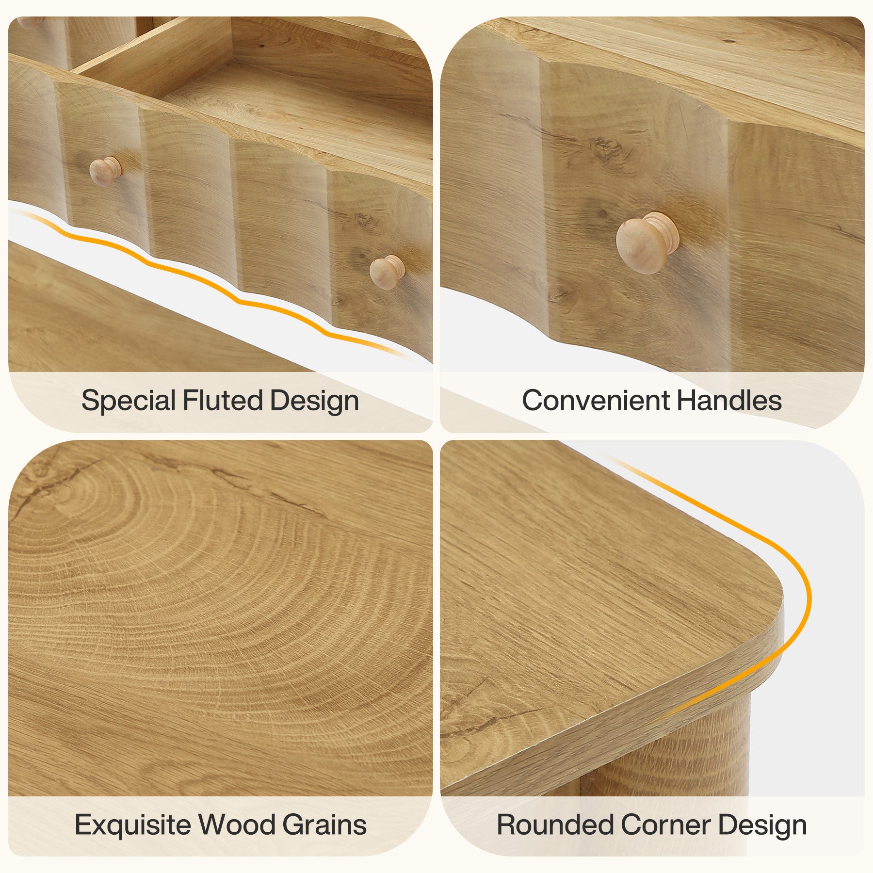 55" Console Table with 2 Drawers, Fluted Entryway Sofa Table with Open Shelf