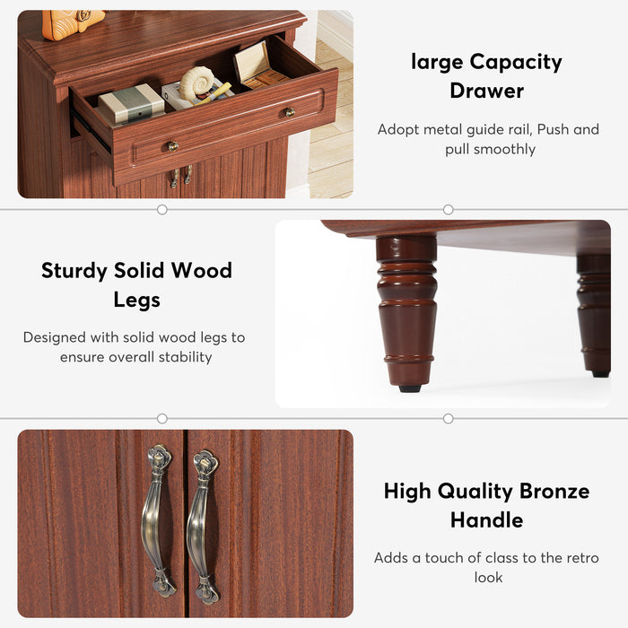 Tribesigns Shoe Cabinet, 4-Tier Shoe Organizer with Drawer & Solid Wood Legs Tribesigns