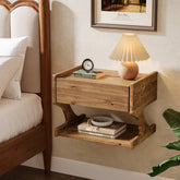 15.7" Nightstand, Wood Floating Bedside Table with Drawer and Storage Shelf 3