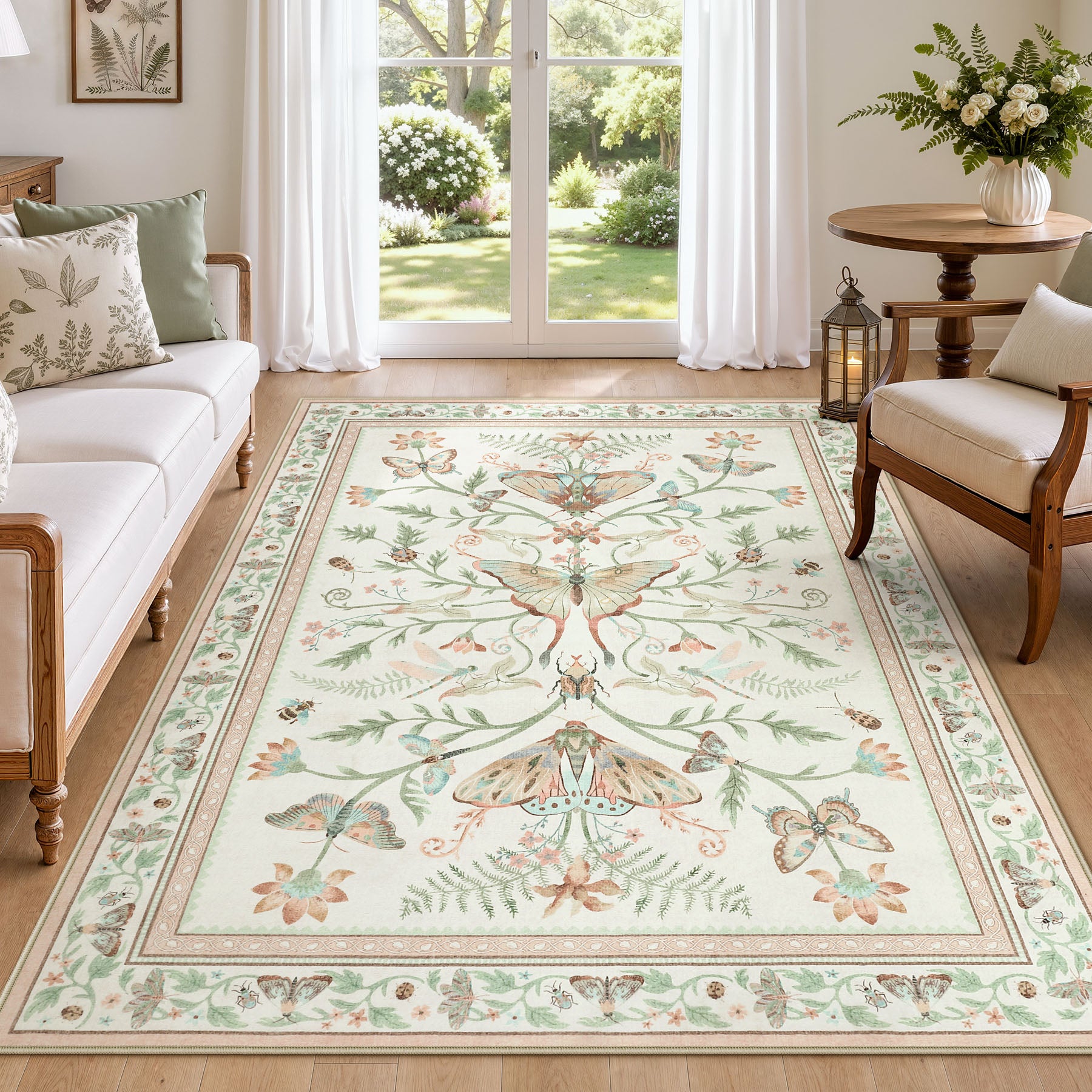 Insect Paradise Area Rug, Non-Slip Indoor Rug for Living Room Bedroom, Oeko-Tex Certified