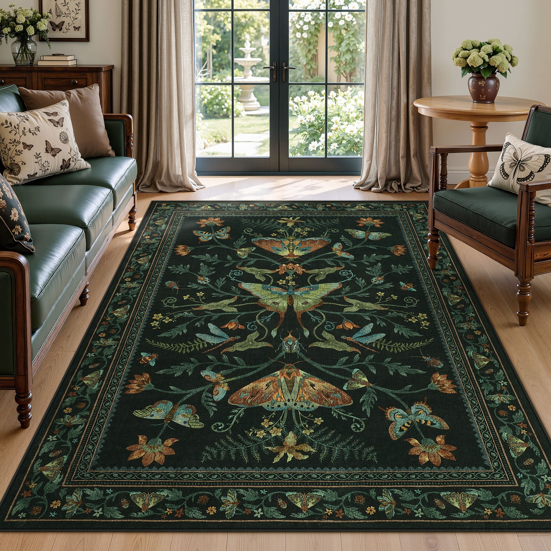 Insect Paradise Area Rug, Non-Slip Indoor Rug for Living Room Bedroom, Oeko-Tex Certified