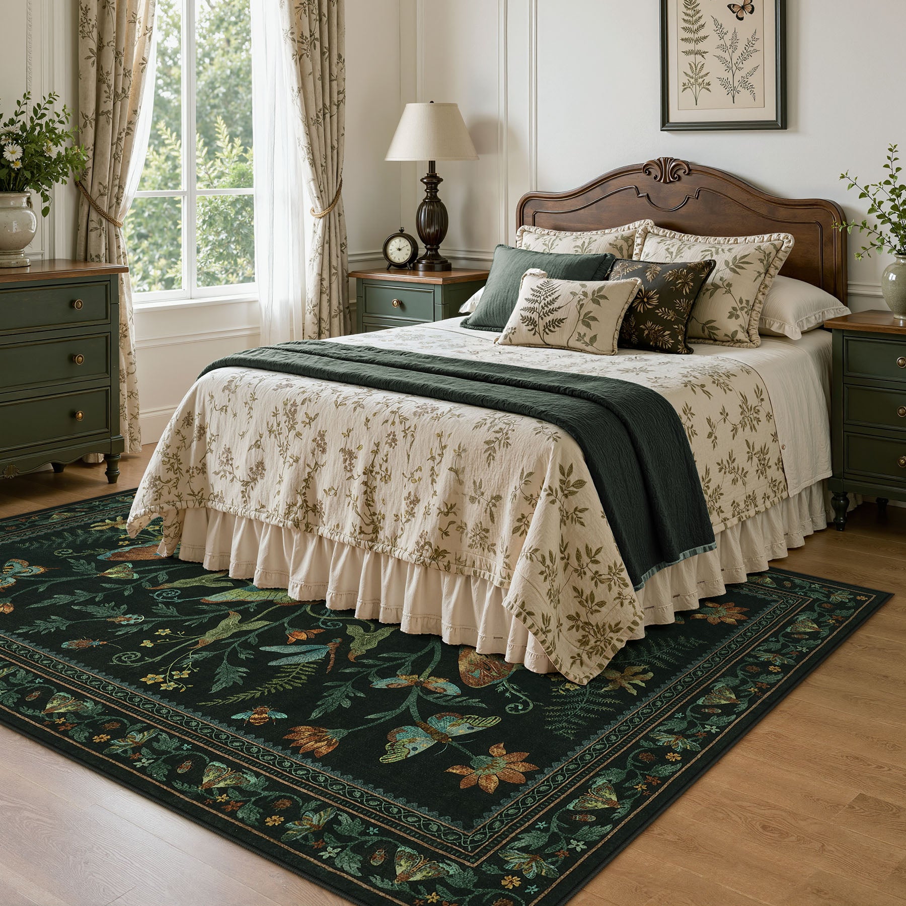 Insect Paradise Area Rug, Non-Slip Indoor Rug for Living Room Bedroom, Oeko-Tex Certified