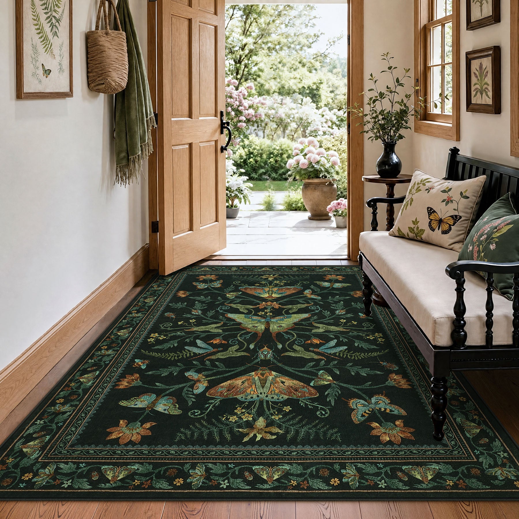 Insect Paradise Area Rug, Non-Slip Indoor Rug for Living Room Bedroom, Oeko-Tex Certified
