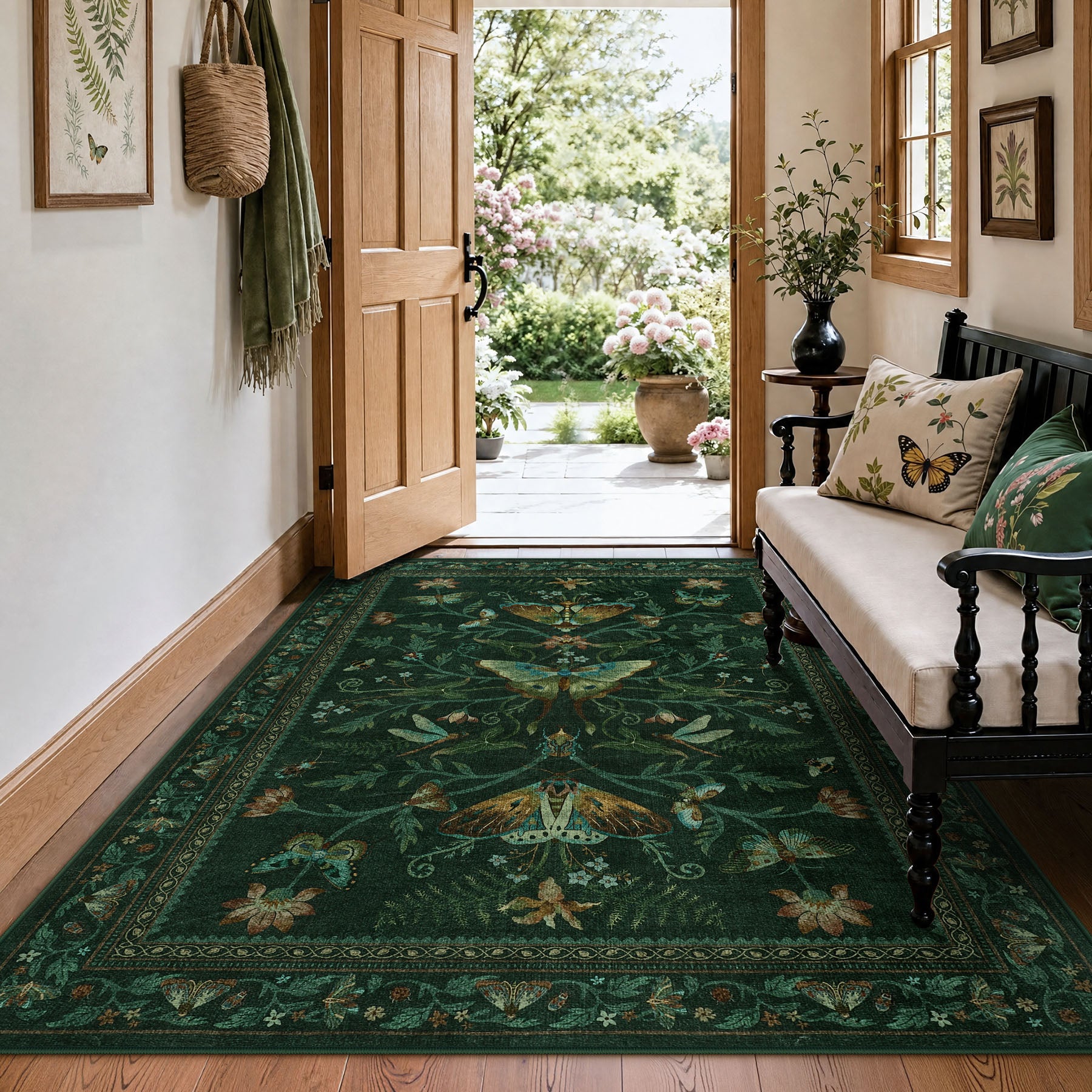 Insect Paradise Area Rug, Non-Slip Indoor Rug for Living Room Bedroom, Oeko-Tex Certified