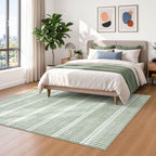 3x5/5x7 Ultra Thin Washable Area Rugs, Modern Non-Slip Striped Farmhouse Soft Indoor Carpet for Bedside Living Room, Oeko-Tex Certified