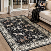 5x7 Boho Horse Print Area Rug, Vintage Animal Washable Non-Slip Carpet with Tassels, Oeko-Tex Certified 3