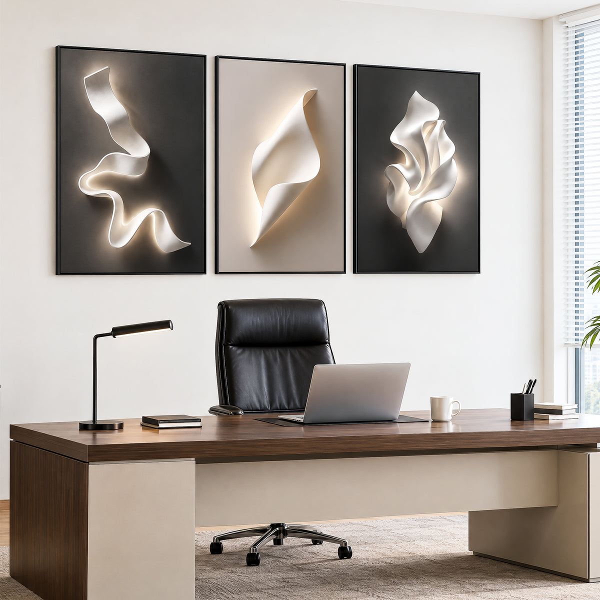 Tribesigns 24x36in Modern Black and White Framed Wall Art for Living Room
