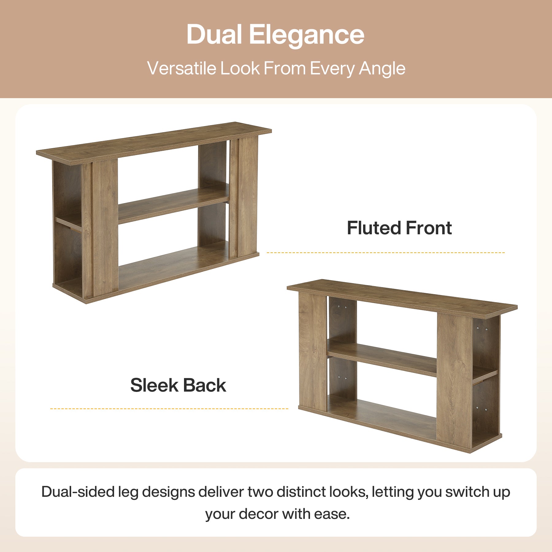 63" Farmhouse Console Table, Narrow Entryway Sofa Table with 3-Tier Storage Shelves