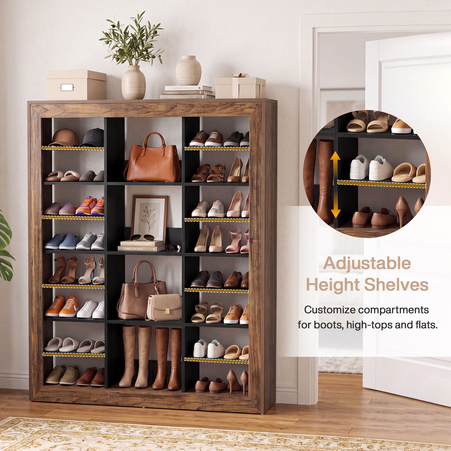 59" Tall Shoe Rack, Adjustable Shoes Organizer for Entryway, Up to 40 Pairs