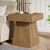 16.9" Farmhouse End Table, Square Side Table Nightstand with Wide Base 3