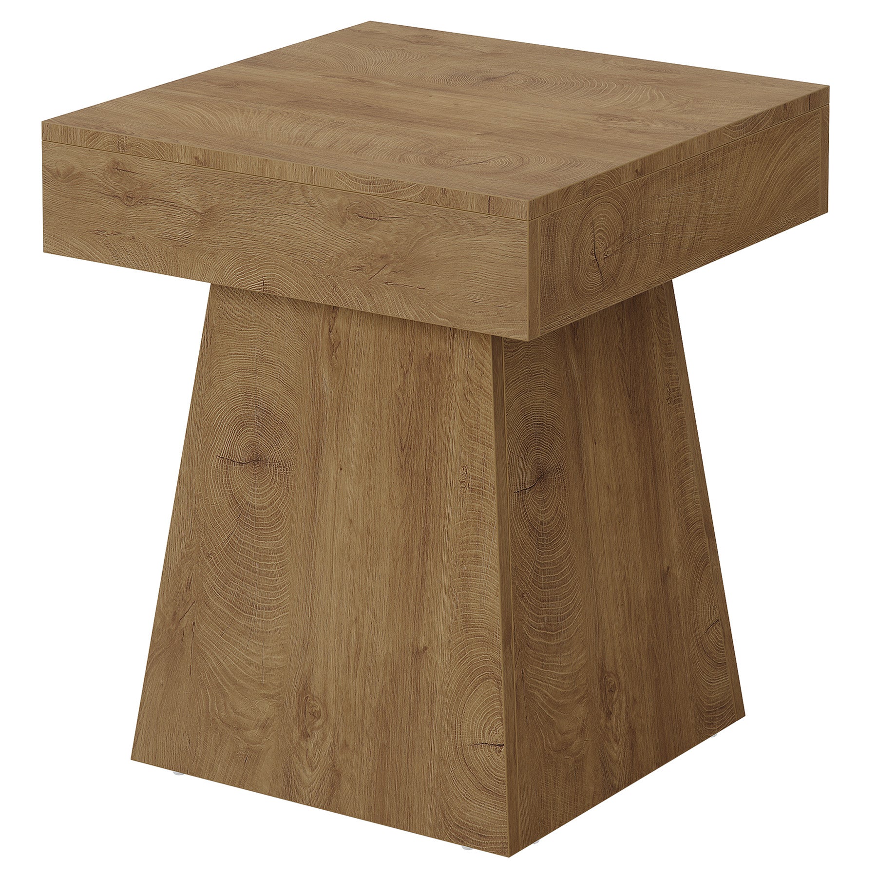 16.9" Farmhouse End Table, Square Side Table Nightstand with Wide Base