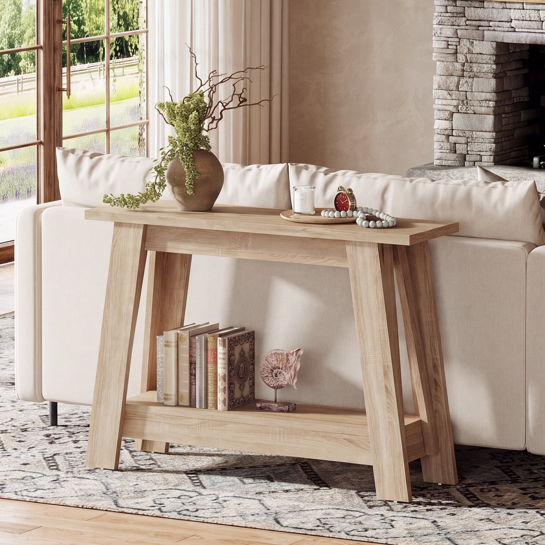 41.3" Console Table, 2-Tier Farmhouse Sofa Entryway Table with Storage
