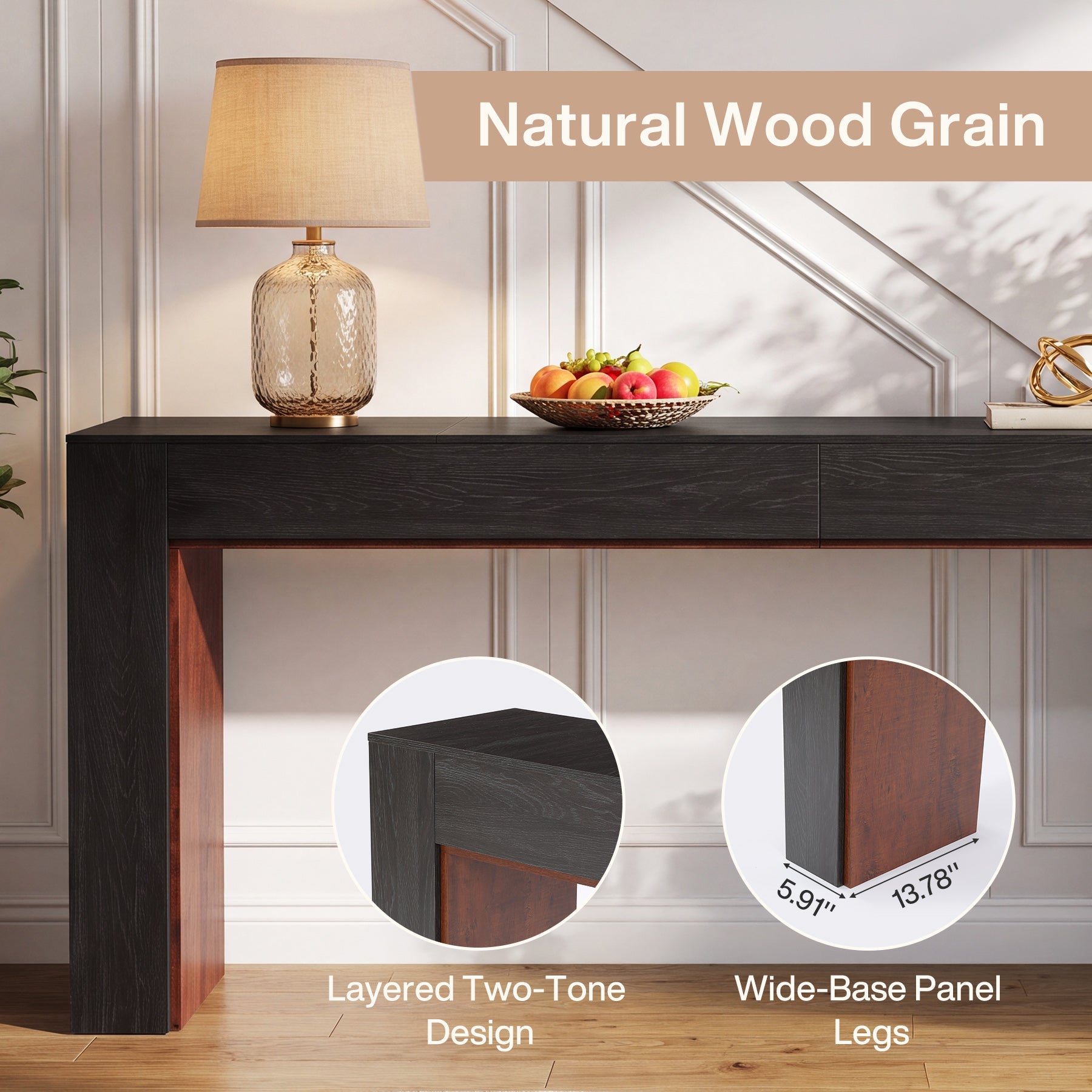 78.7" Extra Long Farmhouse Console Table, Two-Tone Entryway Sofa Table for Hallway & Behind Couch