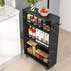 4-Tier Storage Cart, Slim Rolling Narrow Kitchen Cart for Small Place