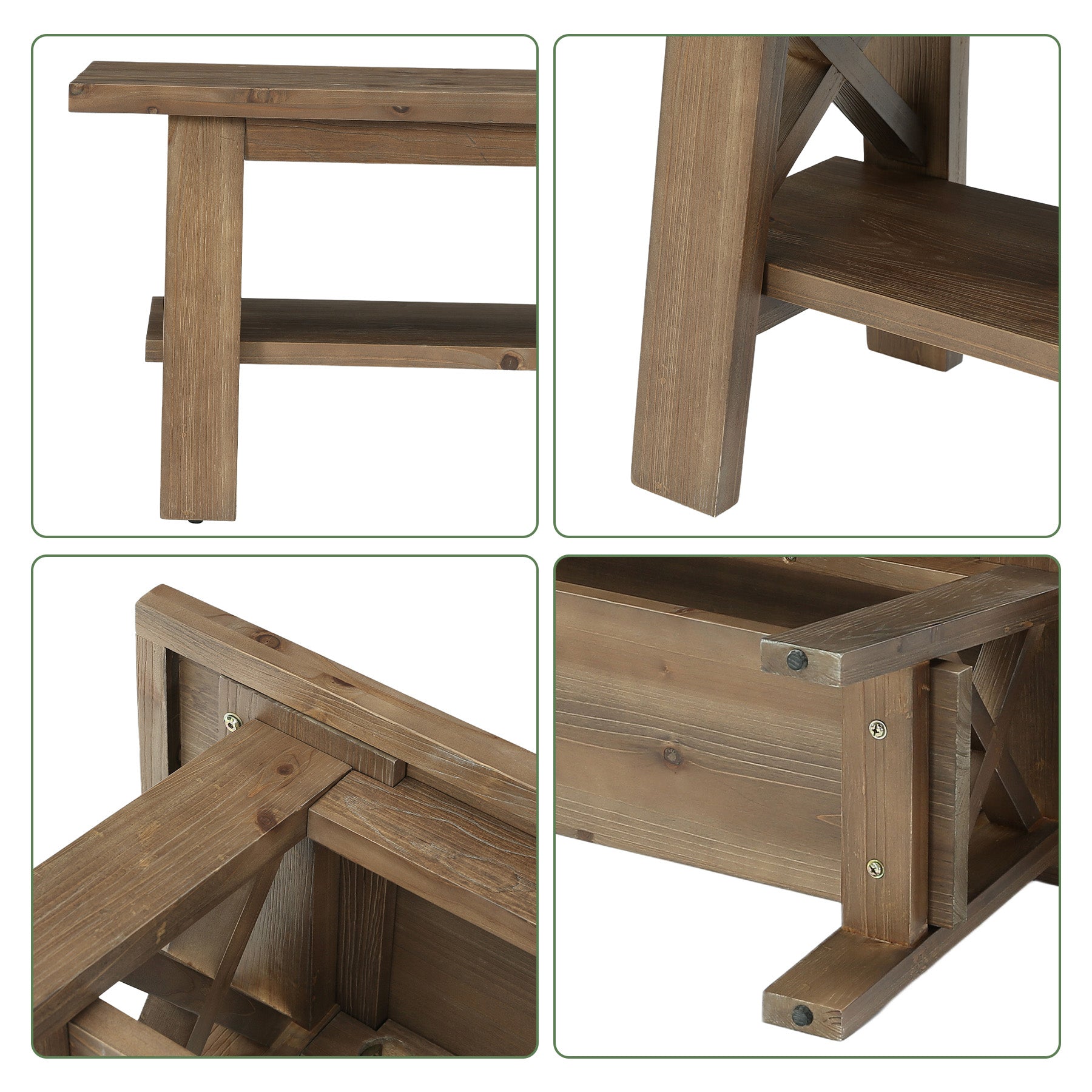 Solid Wood End of Bed Bench, 55" Dining Bench with Storage Shelf