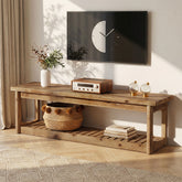 Solid Wood TV Stand, 63" Entertainment Center with Open Storage for Up to 70" TVs 3