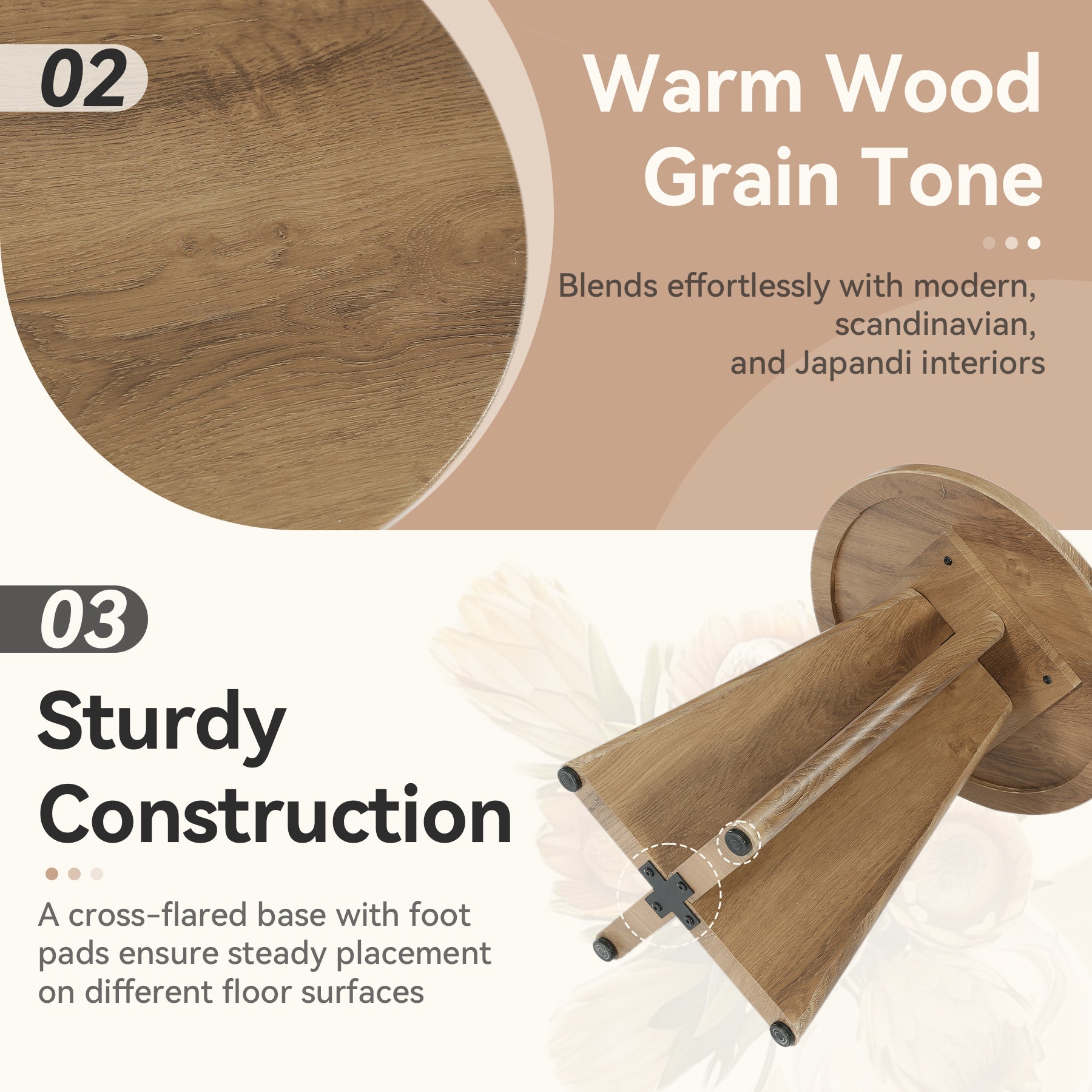 Tribesigns 19.7" Round End Table, Wooden Side Table for Living Room