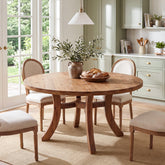 47" Round Farmhouse Solid Wood Dining Table for 4-6 with Curved Legs 3