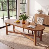 70.7" Solid Wood Oval Dining Table for 4-6, Farmhouse Kitchen Table with Cross Support 3